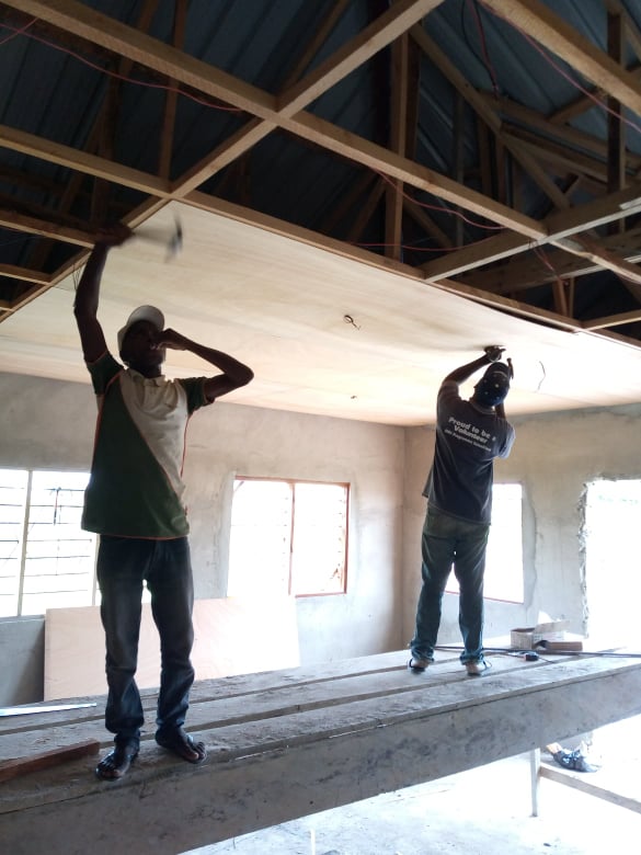 constructing the ceiling