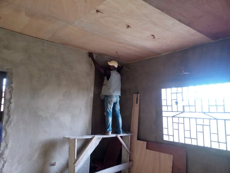 construction workers building an office